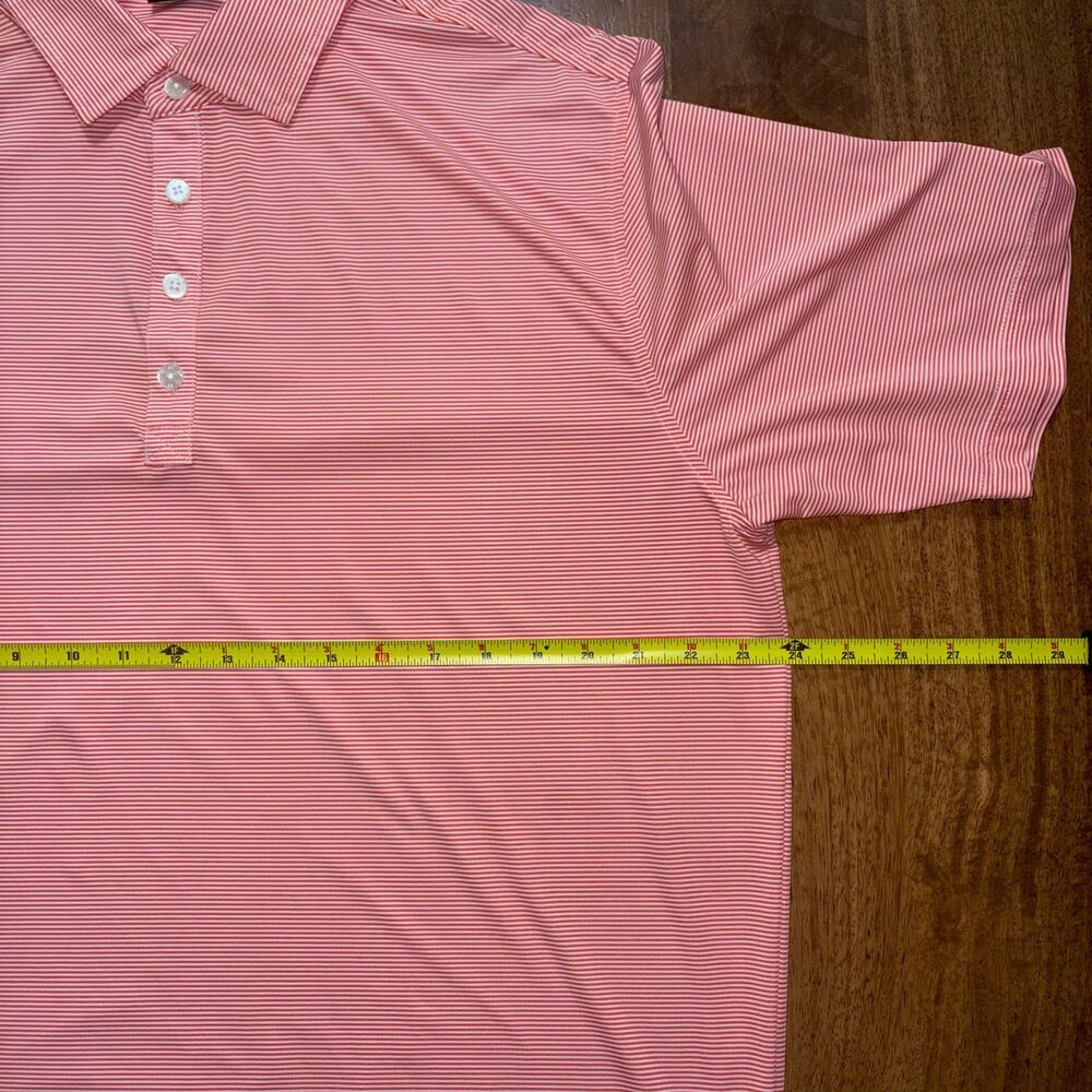 FootJoy Mens Pink Striped Golf Polo Shirt Large Short Sleeve Performance - Picture 6 of 7